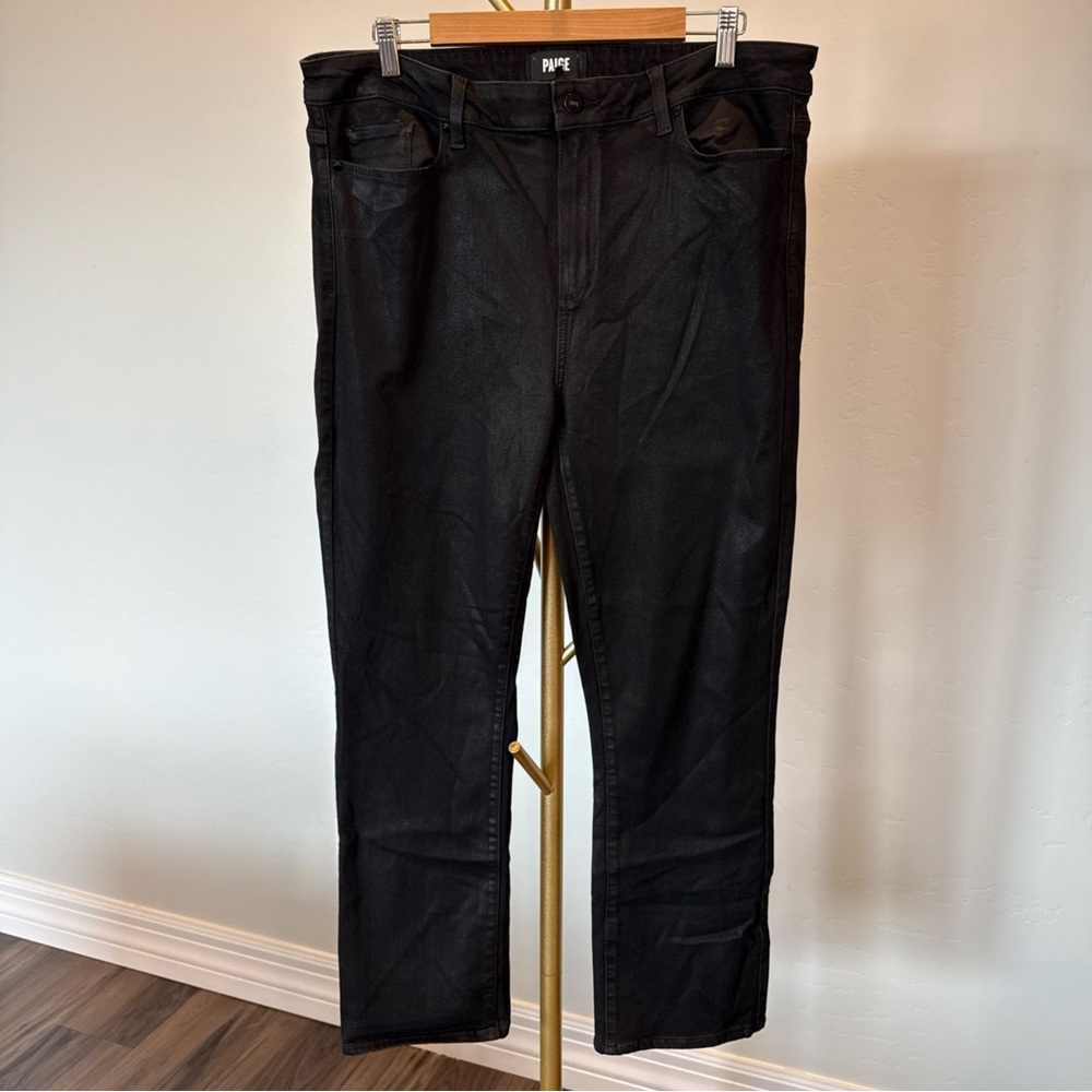 Paige Transcend 34 Cindy Black Fog Lux Coating High Rise Jean EUC